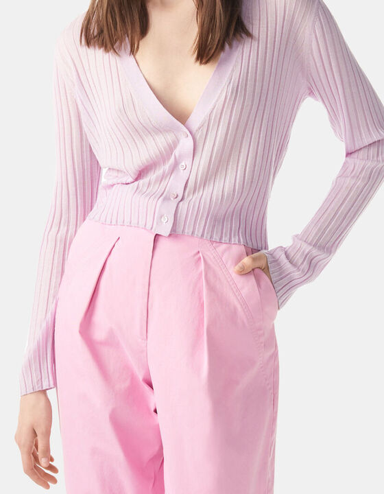 LYOTA RIBBED V-NECK CARDIGAN